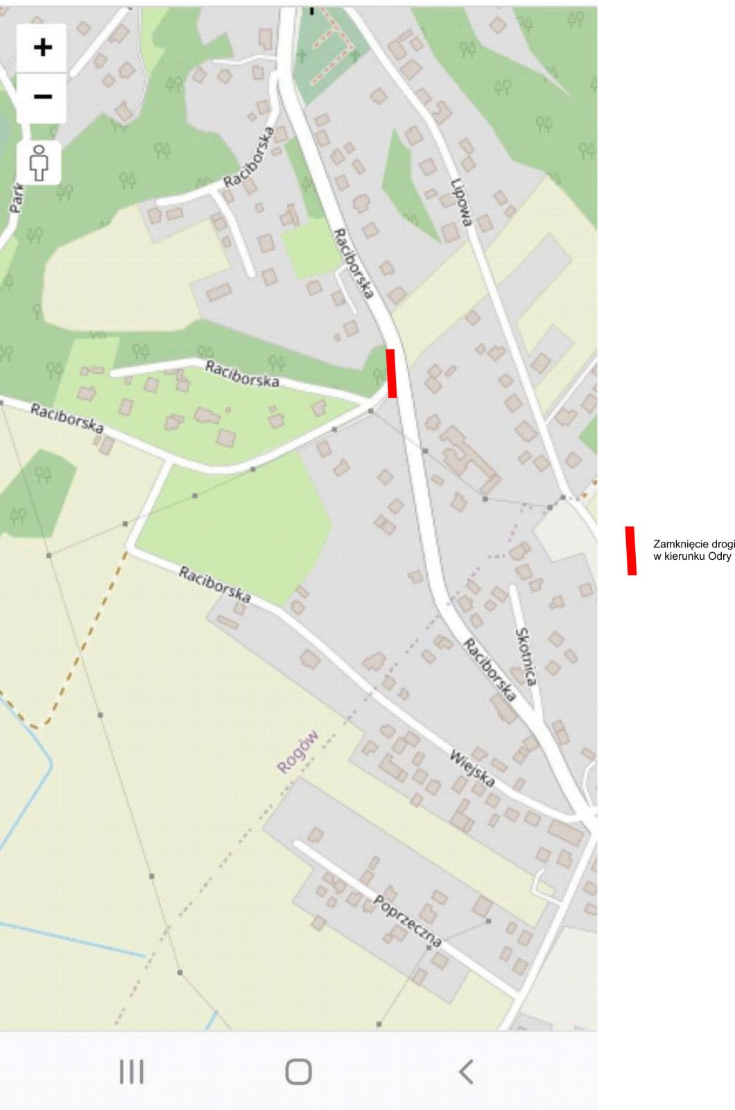 mapa ulicy Raciborskiej  w Rogowie